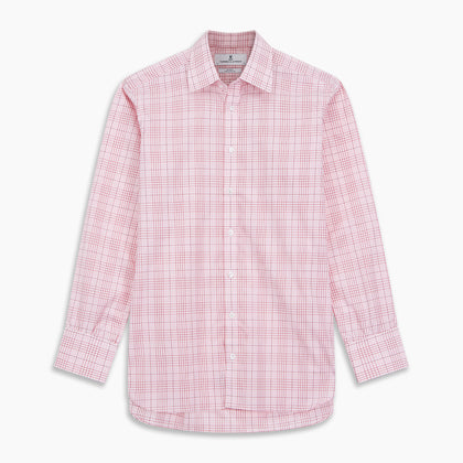 Pink Fine Check Shirt with T&A Collar and Three-Button Cuffs Image 3