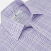 Lilac Fine Check Shirt with T&A Collar and Three-Button Cuffs