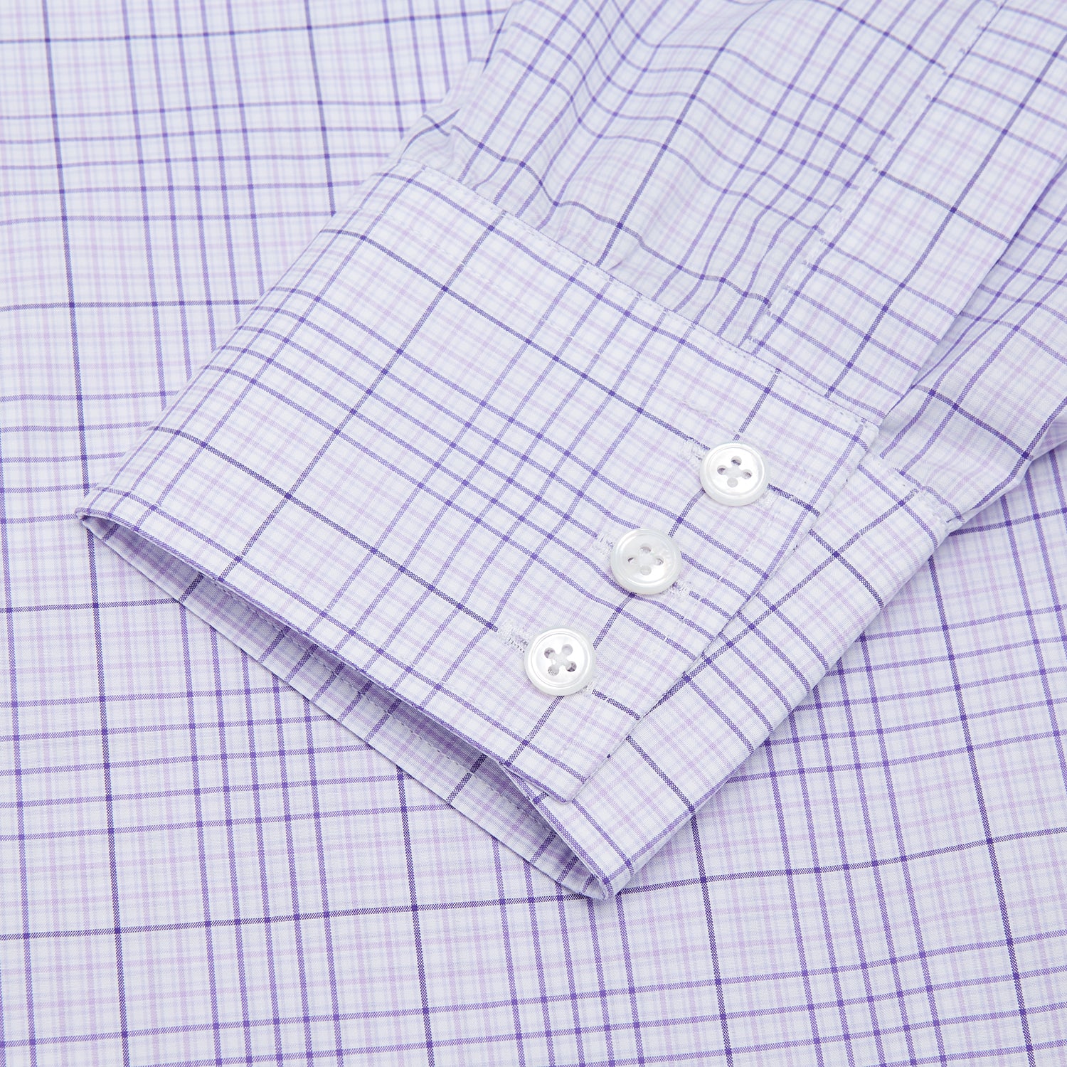View 3 of product Lilac Fine Check Shirt with T&amp;A Collar and Three-Button Cuffs