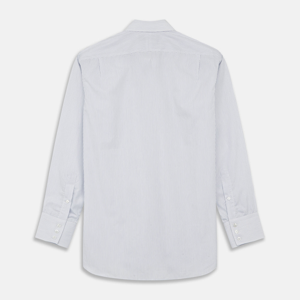 WhiteÂ AndÂ Blue Stripe Sea Island Quality Cotton Shirt With T&A Collar and 3-Button Cuffs