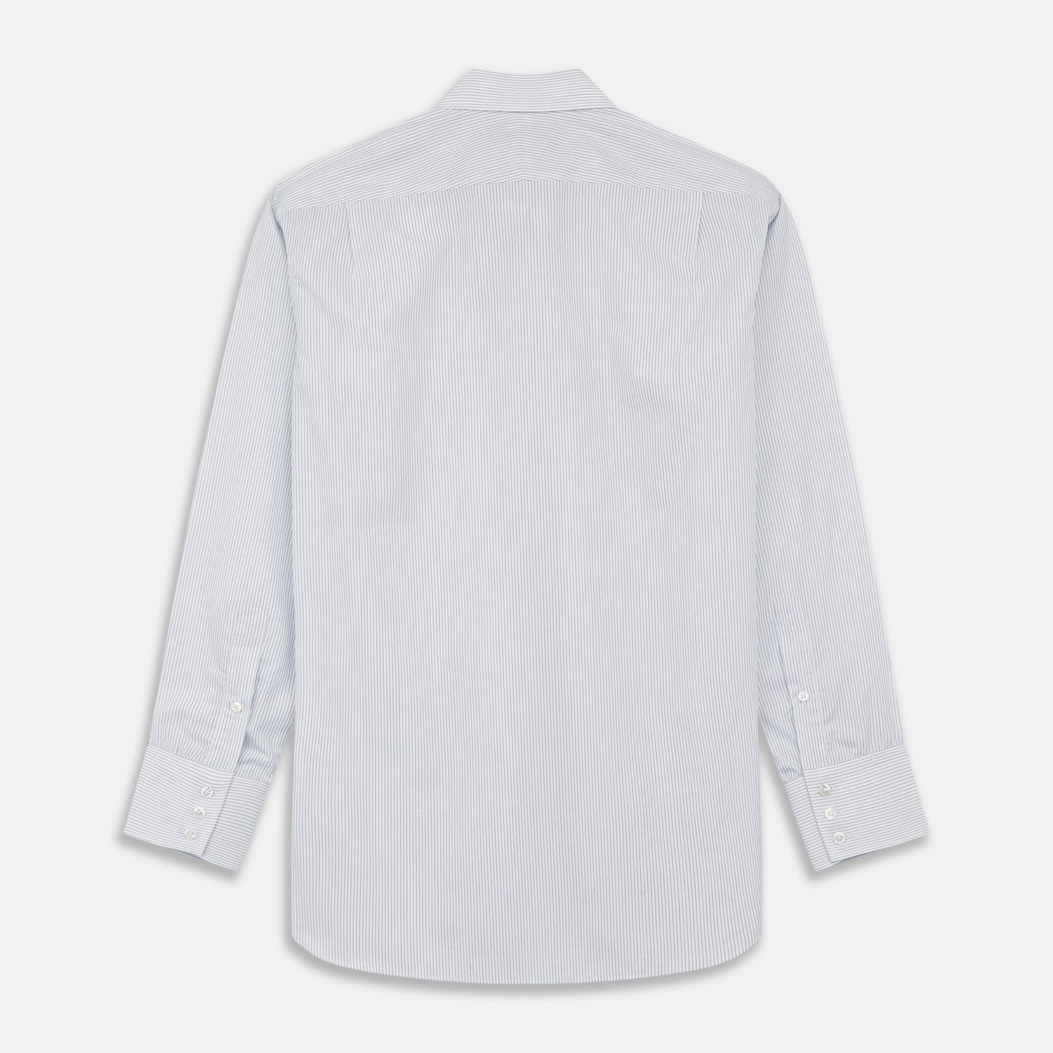 View 4 of product WhiteÂ AndÂ Blue Stripe Sea Island Quality Cotton Shirt With T&A Collar and 3-Button Cuffs