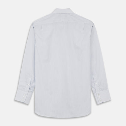WhiteÂ AndÂ Blue Stripe Sea Island Quality Cotton Shirt With T&A Collar and 3-Button Cuffs Image 3