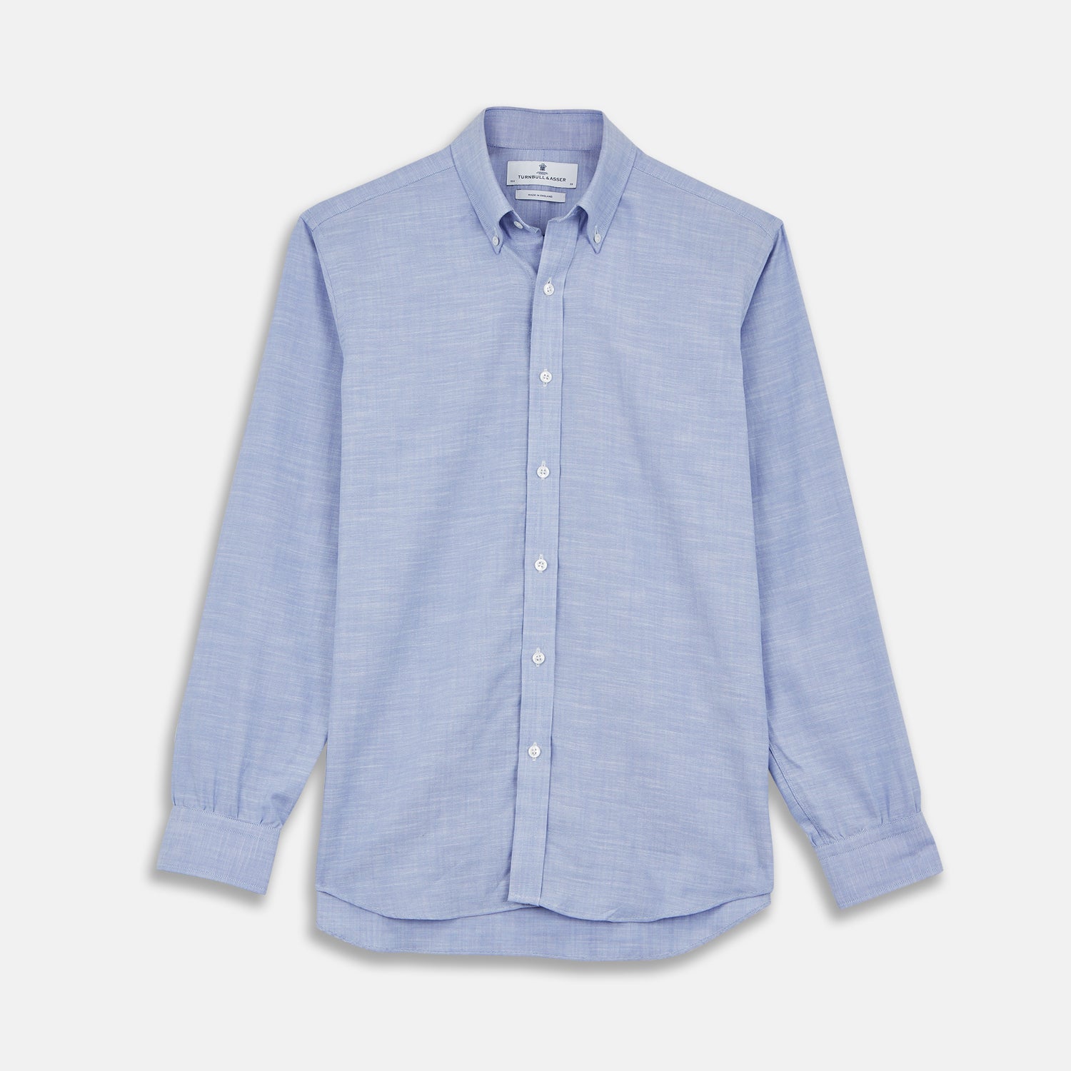 View 1 of product Blue Chambray Weekend Fit Shirt with Dorset Collar and 1-Button Cuffs