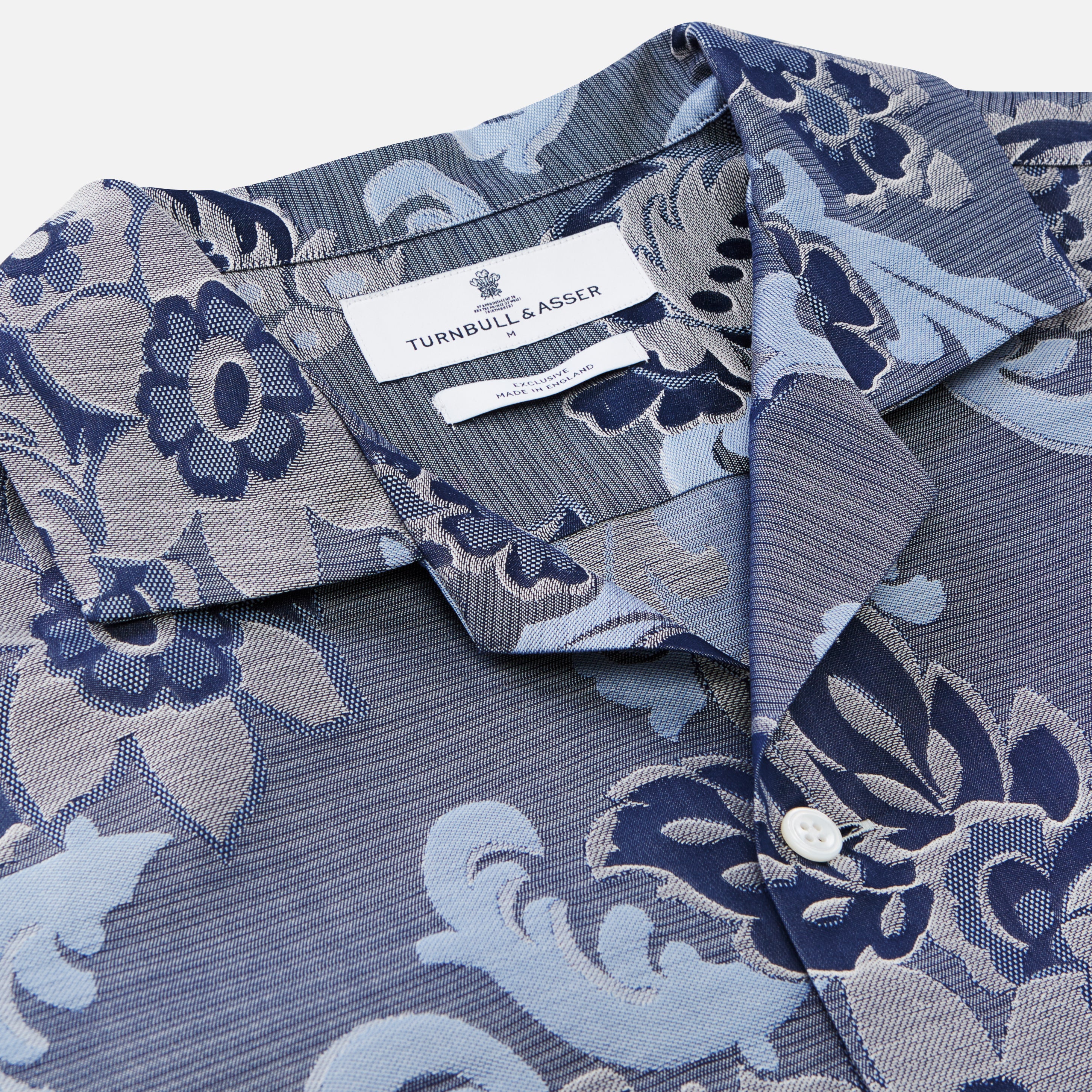 View 2 of product Blue & White Tapestry Weave Cotton Holiday Fit Shirt
