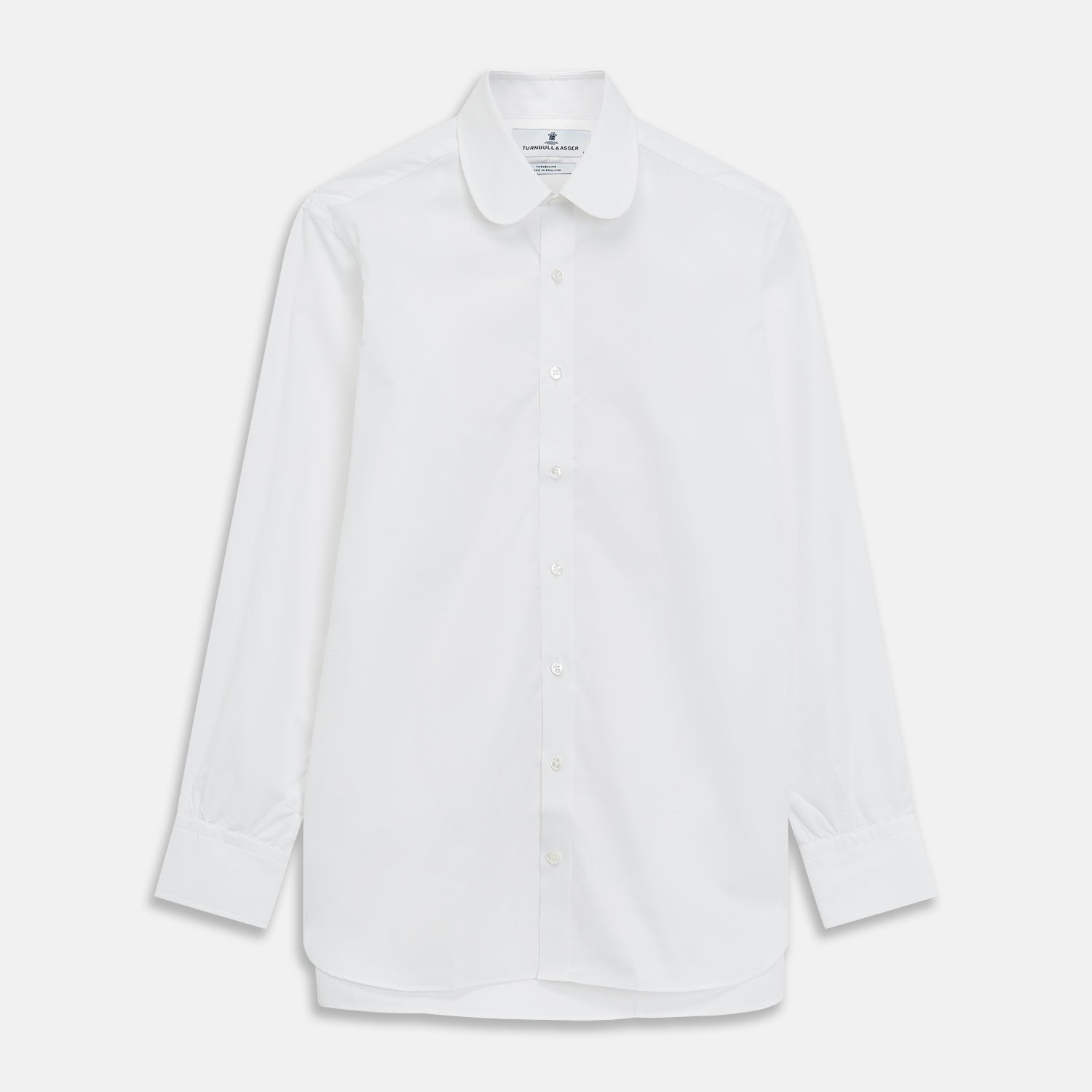 View 1 of product Plain White Regular Fit Cotton Shirt with Round Collar and 3-Button Cuffs