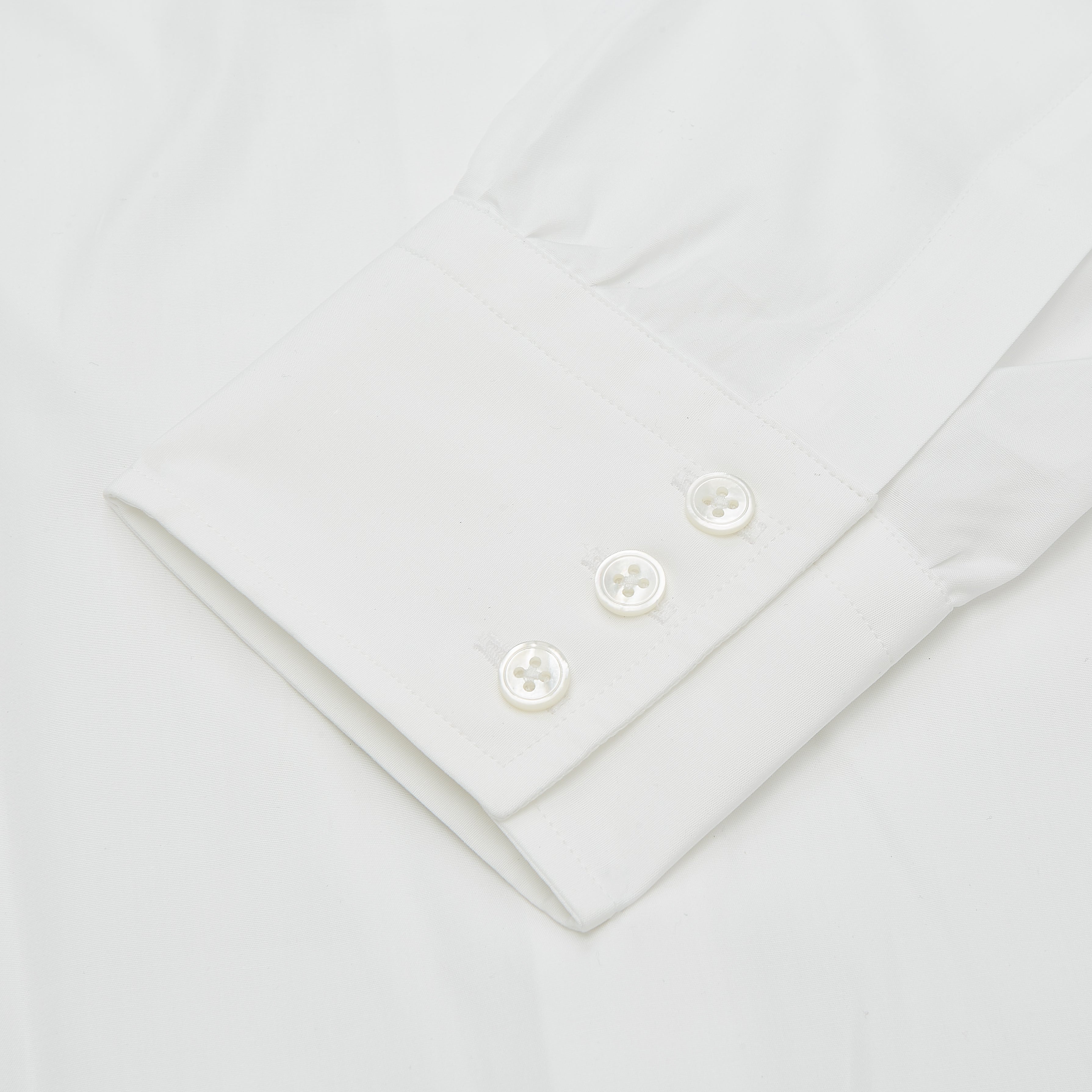 View 2 of product Plain White Regular Fit Cotton Shirt with Round Collar and 3-Button Cuffs