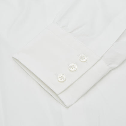 Plain White Regular Fit Cotton Shirt with Round Collar and 3-Button Cuffs