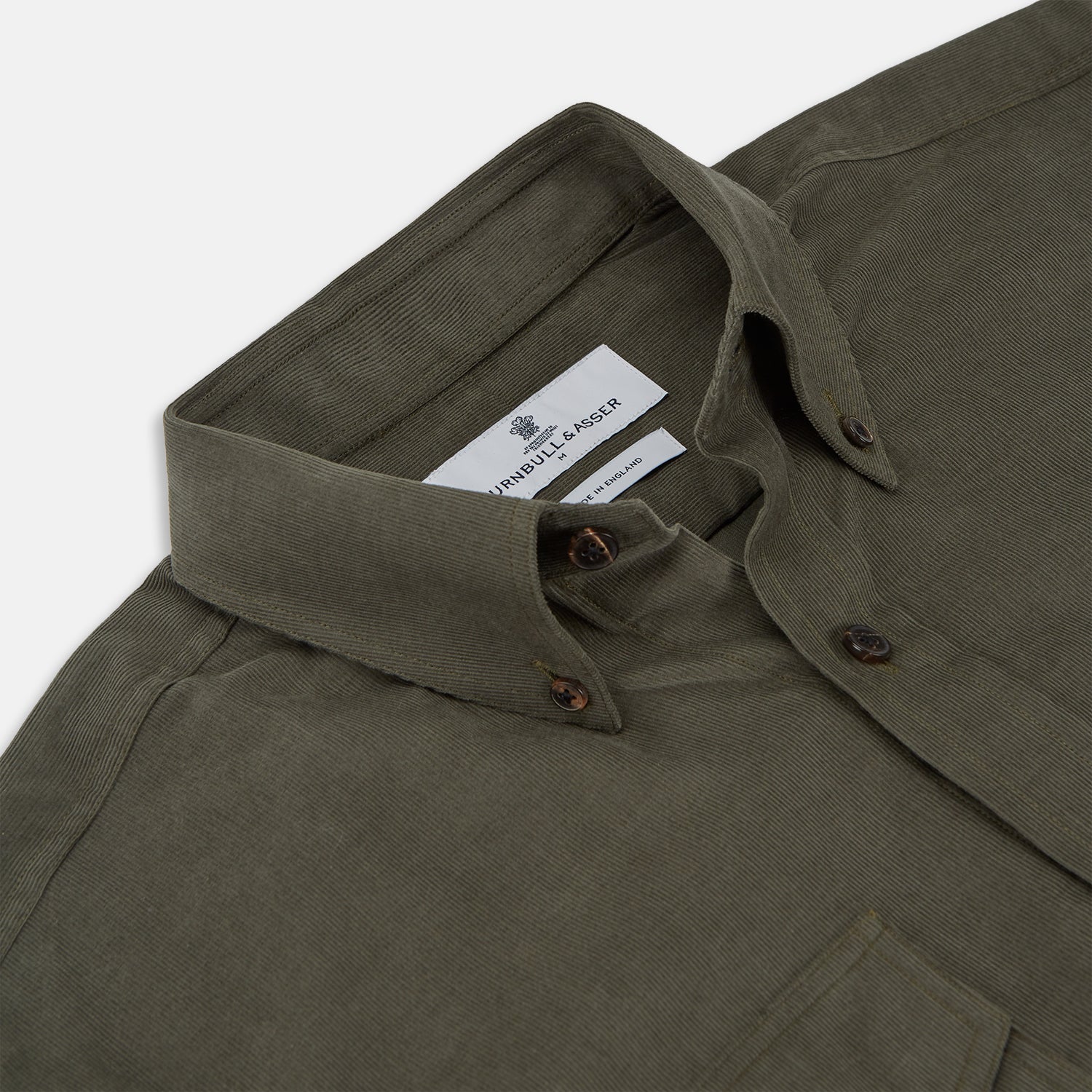 View 2 of product Khaki Corduroy Officer Weekend Fit Shirt with Dorset Collar and One-Button Cuffs
