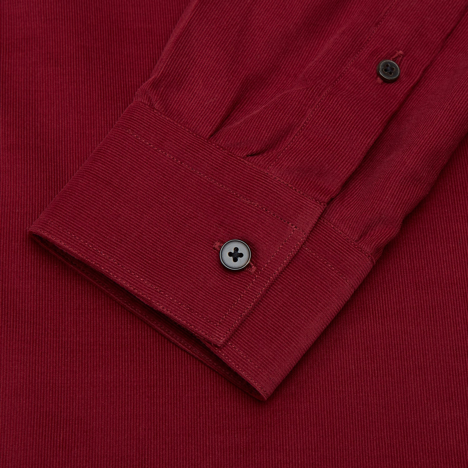 View 3 of product Burgundy Corduroy Officer Weekend Fit Shirt with Dorset Collar and One-Button Cuffs