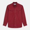 View 1 of product Burgundy Corduroy Officer Weekend Fit Shirt with Dorset Collar and One-Button Cuffs