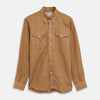 View 1 of product Brown Linen Officer Weekend Fit Shirt with Dorset Collar and 1-Button Cuffs