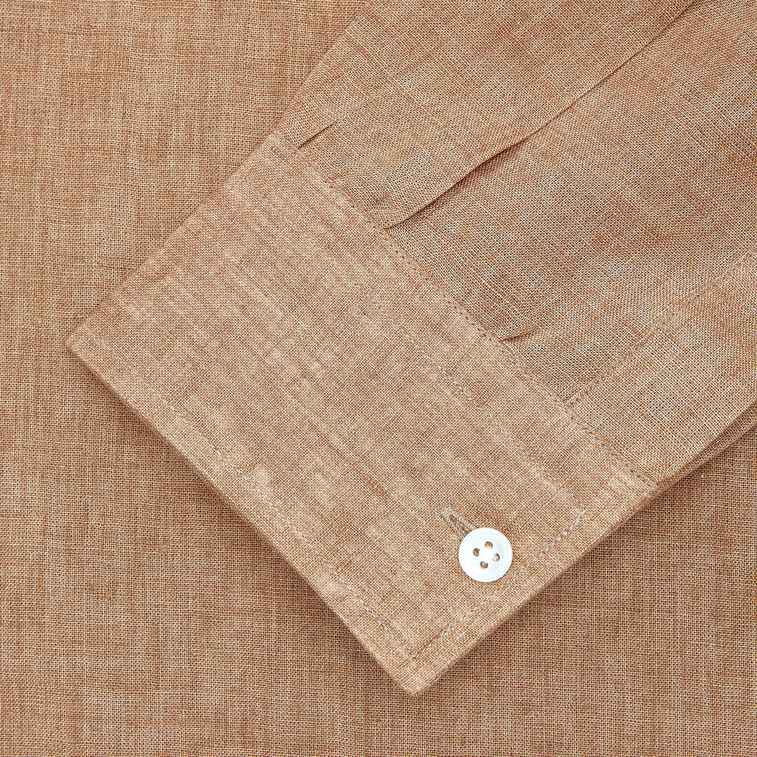 View 2 of product Brown Linen Officer Weekend Fit Shirt with Dorset Collar and 1-Button Cuffs