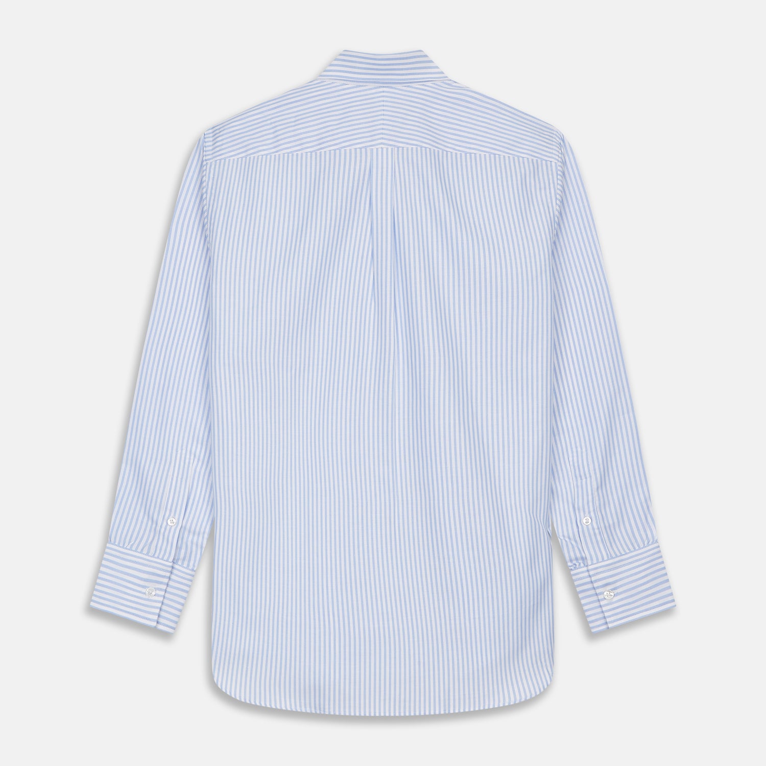 View 4 of product Blue and White Fine Stripe Oxford Weekend Fit Shirt with Dorset Collar and 1-Button Cuffs