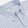 View 2 of product Blue and White Bengal Stripe Oxford Weekend Fit Shirt with Dorset Collar and 1-Button Cuffs