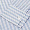 View 3 of product Blue and White Bengal Stripe Oxford Weekend Fit Shirt with Dorset Collar and 1-Button Cuffs
