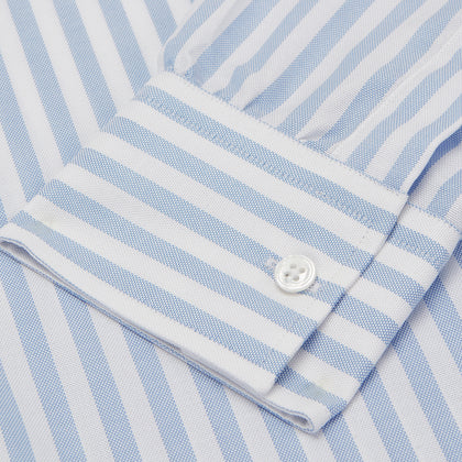 Blue and White Bengal Stripe Oxford Weekend Fit Shirt with Dorset Collar and 1-Button Cuffs Image 2