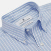 View 2 of product Blue and White Broad Stripe Oxford Weekend Fit Shirt with Dorset Collar and 1-Button Cuffs