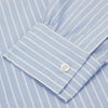 View 3 of product Blue and White Broad Stripe Oxford Weekend Fit Shirt with Dorset Collar and 1-Button Cuffs
