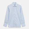 Blue & White Twill Cotton Stripe Tailored Fit Shirt with Bury Collar and 3-Button Cuffs