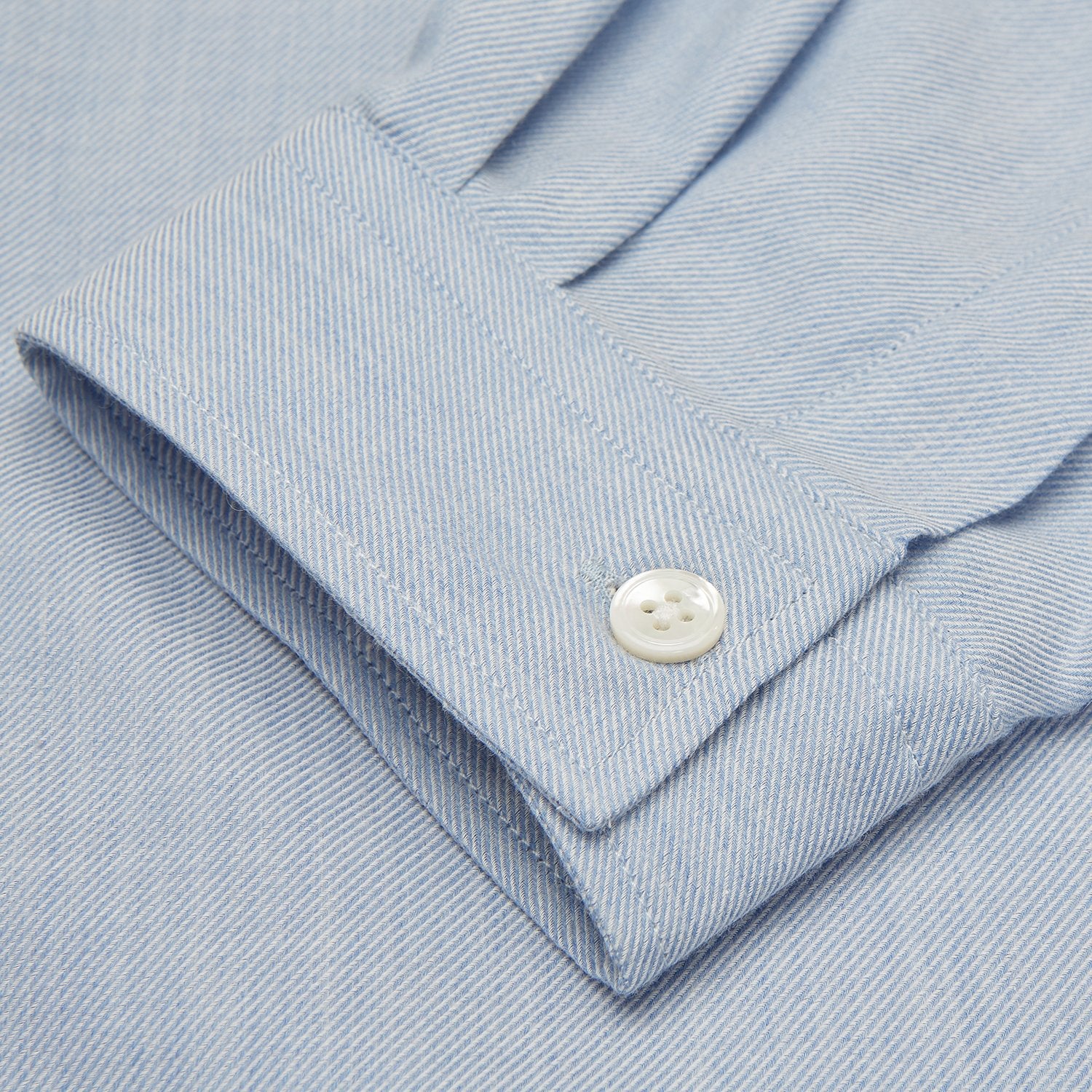 View 5 of product Holiday Fit Blue Cotton and Cashmere Blend Shirt with 1-Button Cuffs