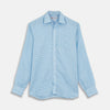 View 1 of product Weekend Fit Blue Plaid Linen Shirt with Derby Collar and 1-Button Cuffs