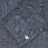 Weekend Fit Navy Check Linen Shirt with Derby Collar and 1-Button Cuffs