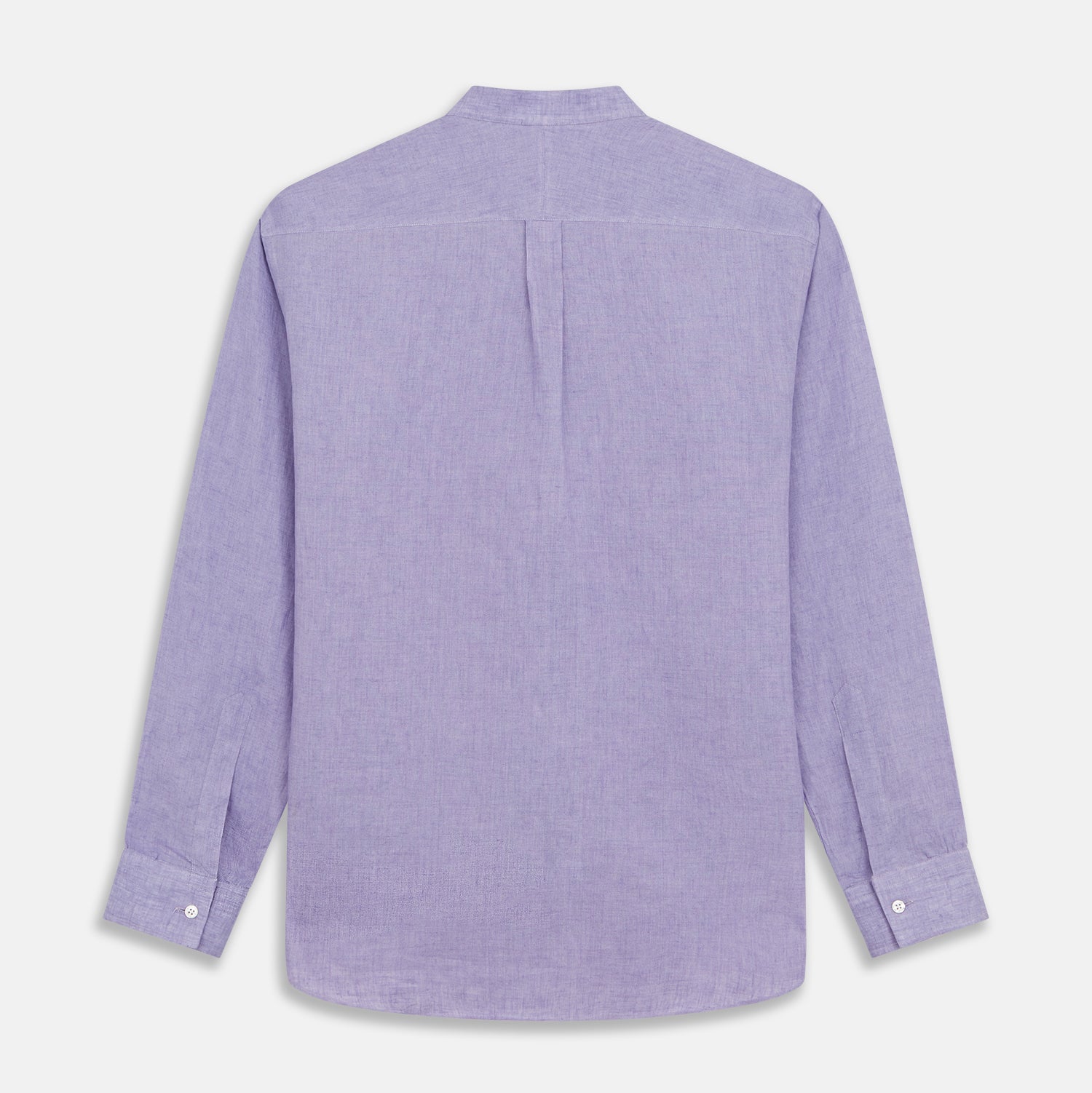 View 7 of product Lilac Weekend Fit Linen Blake Shirt with Stand Collar and 1-Button Cuffs