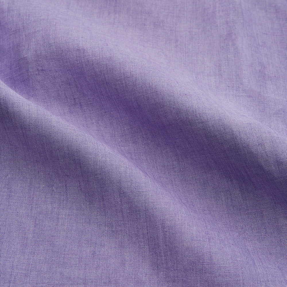 Lilac Weekend Fit Linen Blake Shirt with Stand Collar and 1-Button Cuffs