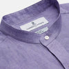 View 5 of product Lilac Weekend Fit Linen Blake Shirt with Stand Collar and 1-Button Cuffs