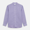 View 3 of product Lilac Weekend Fit Linen Blake Shirt with Stand Collar and 1-Button Cuffs