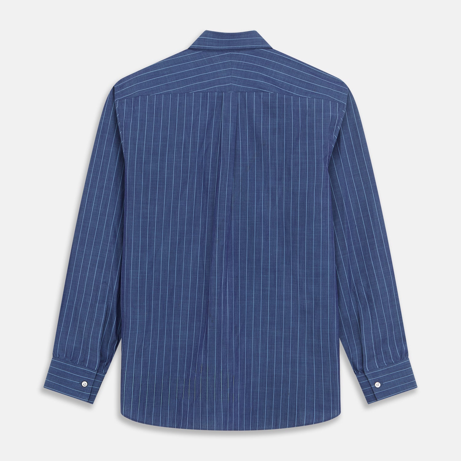 View 6 of product Blue Stripe Weekend Fit Nevis Shirt with Derby Collar and 1-Button Cuffs