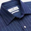 View 3 of product Blue Stripe Weekend Fit Nevis Shirt with Derby Collar and 1-Button Cuffs