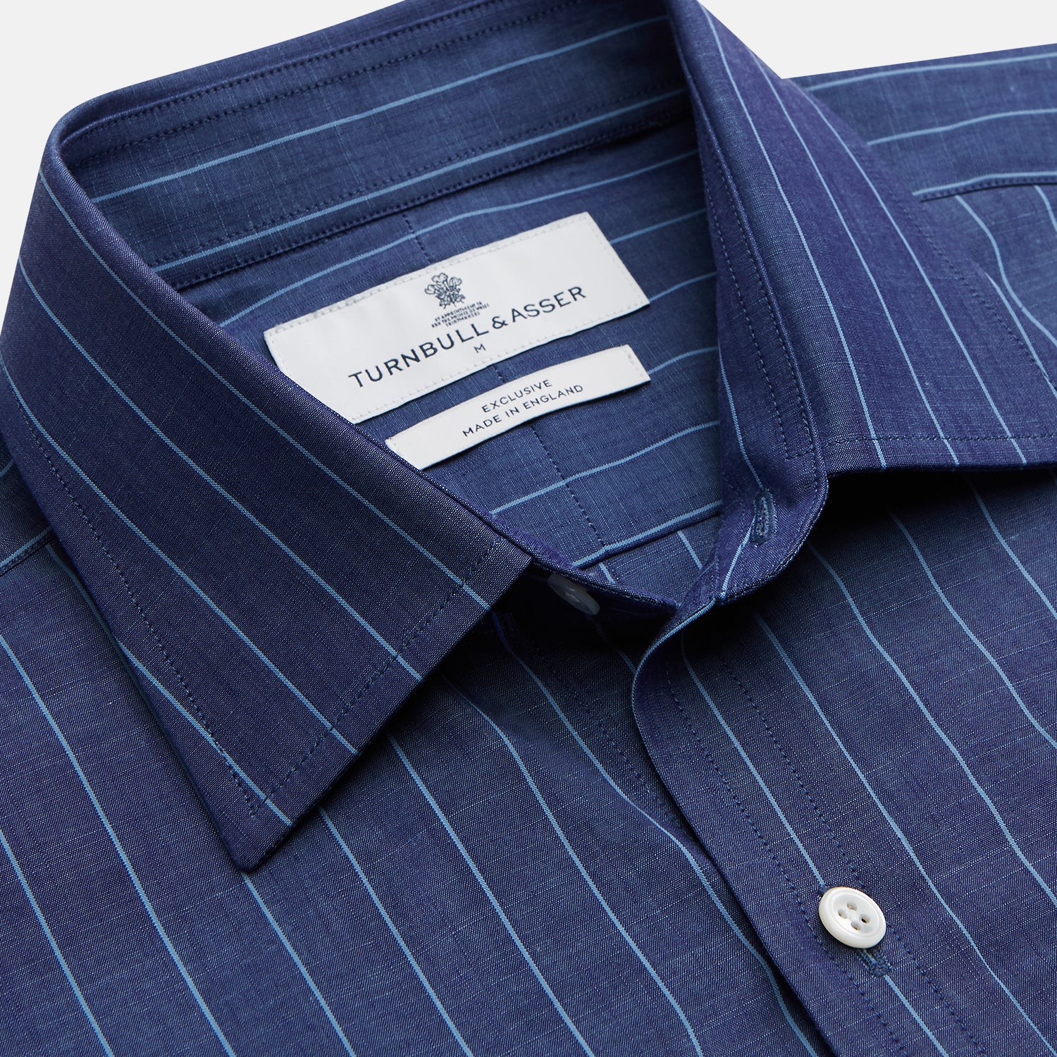 View 3 of product Blue Stripe Weekend Fit Nevis Shirt with Derby Collar and 1-Button Cuffs