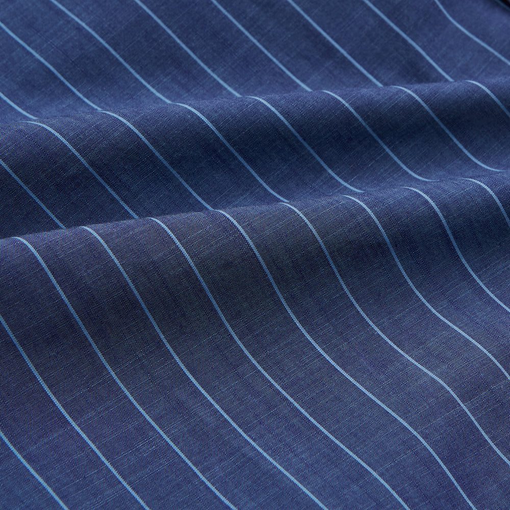 Blue Stripe Weekend Fit Nevis Shirt with Derby Collar and 1-Button Cuffs