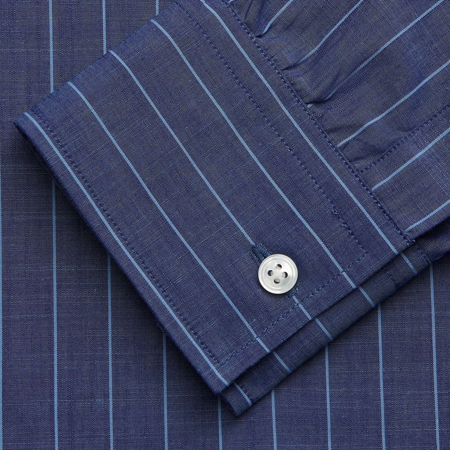 View 4 of product Blue Stripe Weekend Fit Nevis Shirt with Derby Collar and 1-Button Cuffs