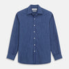 View 2 of product Blue Stripe Weekend Fit Nevis Shirt with Derby Collar and 1-Button Cuffs