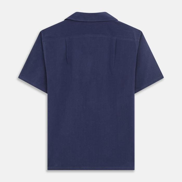 Navy Holiday Fit Silk Phillips Shirt with Revere Collar Image 4