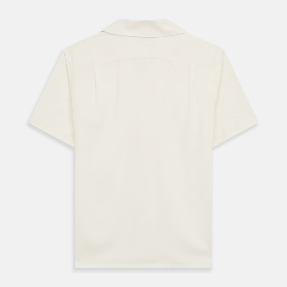 Cream Holiday Fit Silk Phillips Shirt with Revere Collar