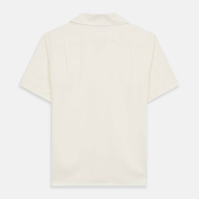 Cream Holiday Fit Silk Phillips Shirt with Revere Collar Image 4