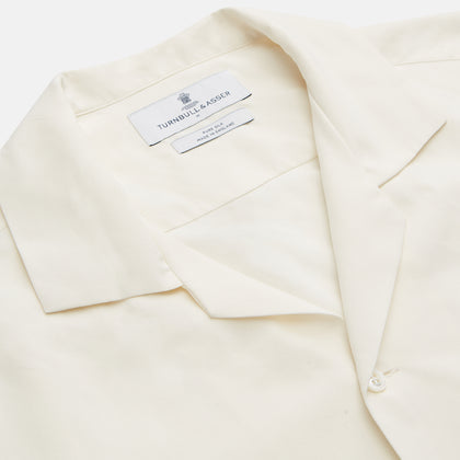 Cream Holiday Fit Silk Phillips Shirt with Revere Collar Image 2