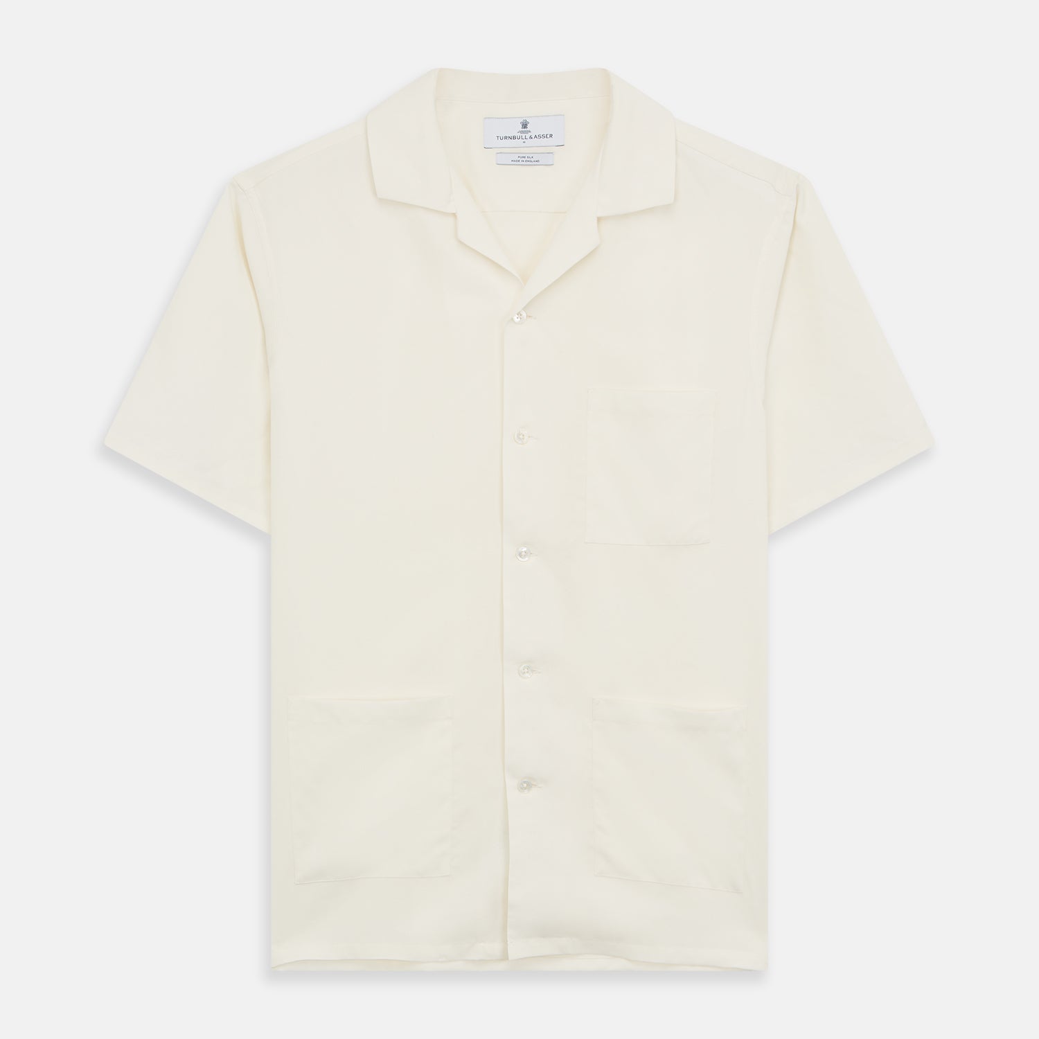 View 1 of product Cream Holiday Fit Silk Phillips Shirt with Revere Collar
