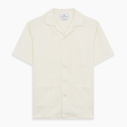 Cream Holiday Fit Silk Phillips Shirt with Revere Collar Image 5