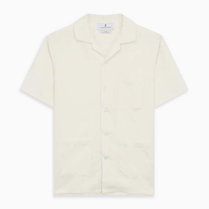 Cream Holiday Fit Silk Phillips Shirt with Revere Collar Image 5