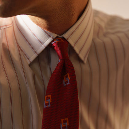 Red and Blue Multi-stripe Cotton Regular Fit Mayfair Shirt Image 2