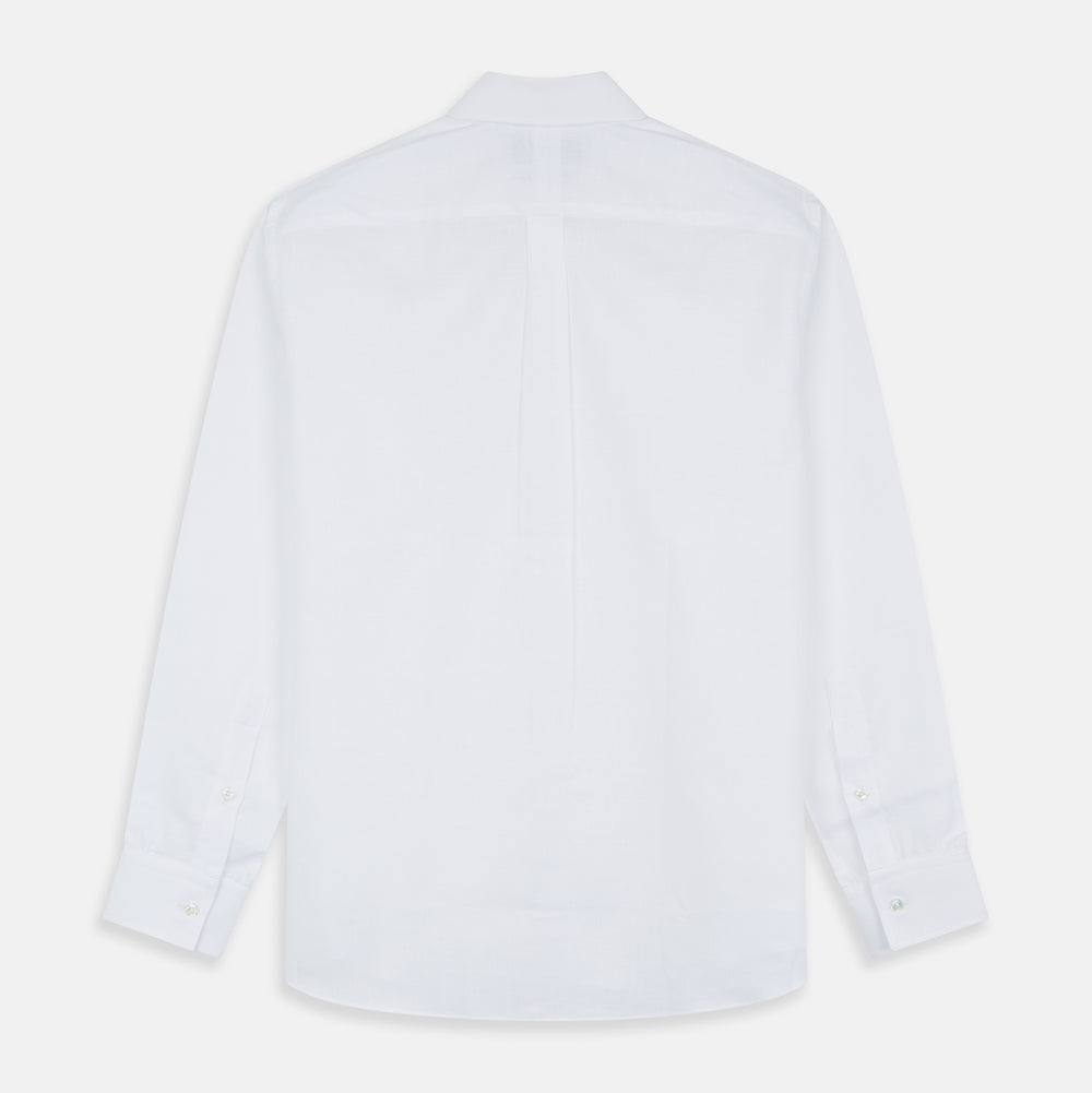 White Chambray Weekend Fit Shirt with Dorset Collar and 1-Button Cuffs