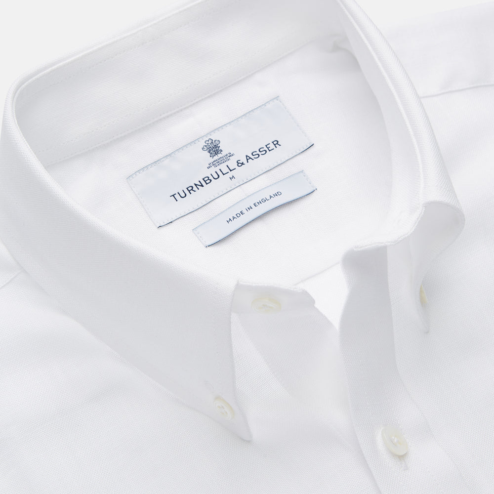 White Chambray Weekend Fit Shirt with Dorset Collar and 1-Button Cuffs