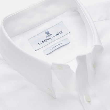 White Chambray Weekend Fit Shirt with Dorset Collar and 1-Button Cuffs