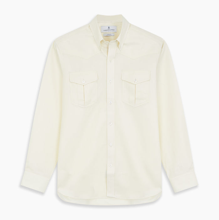 Cream Weekend Fit Larkin Shirt With Dorset Collar And 3-Button Cuffs Image 5