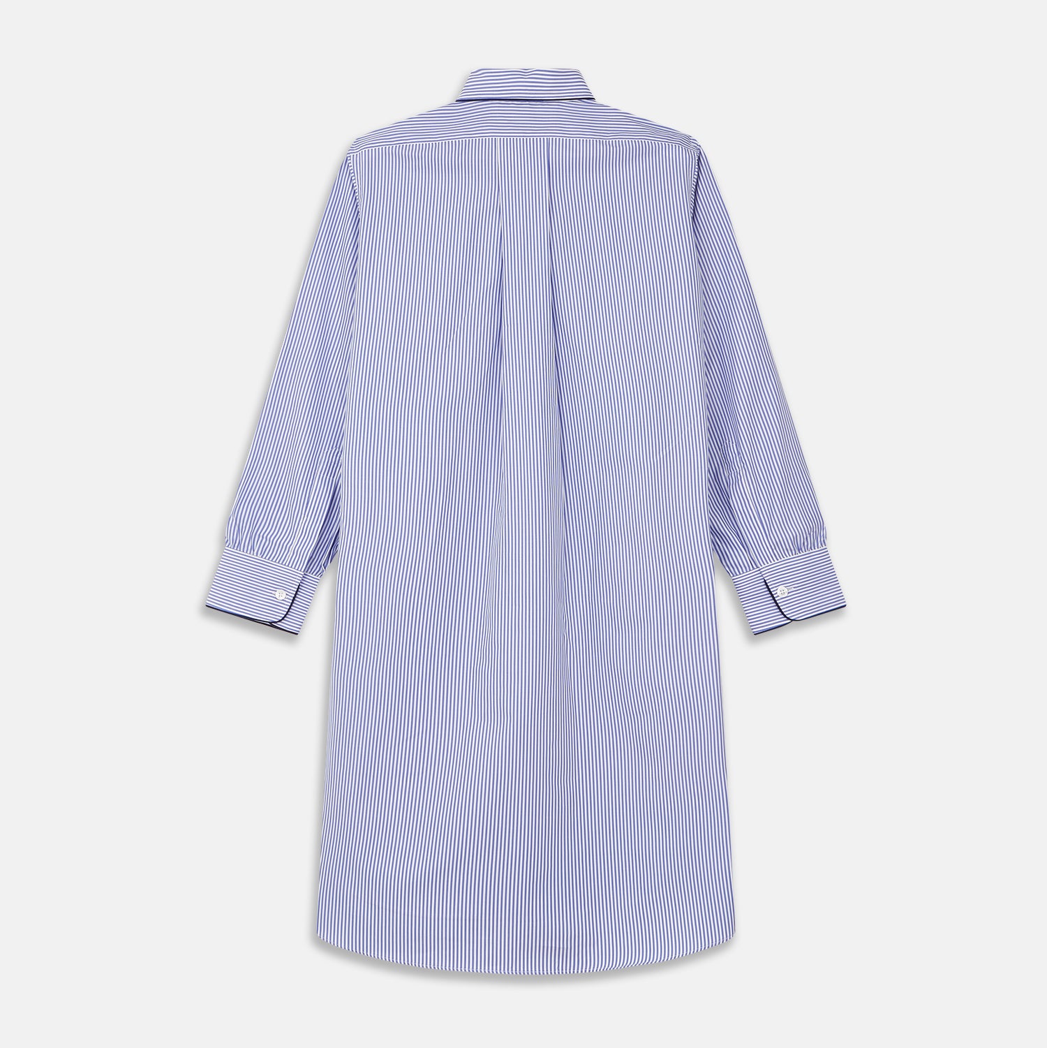 View 5 of product Blue Bengal Stripe Piped Cotton Nightshirt