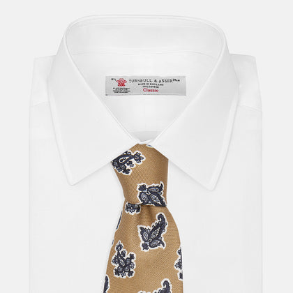 Toffee Paisley Floral Cotton Silk Blend Tie Image 3